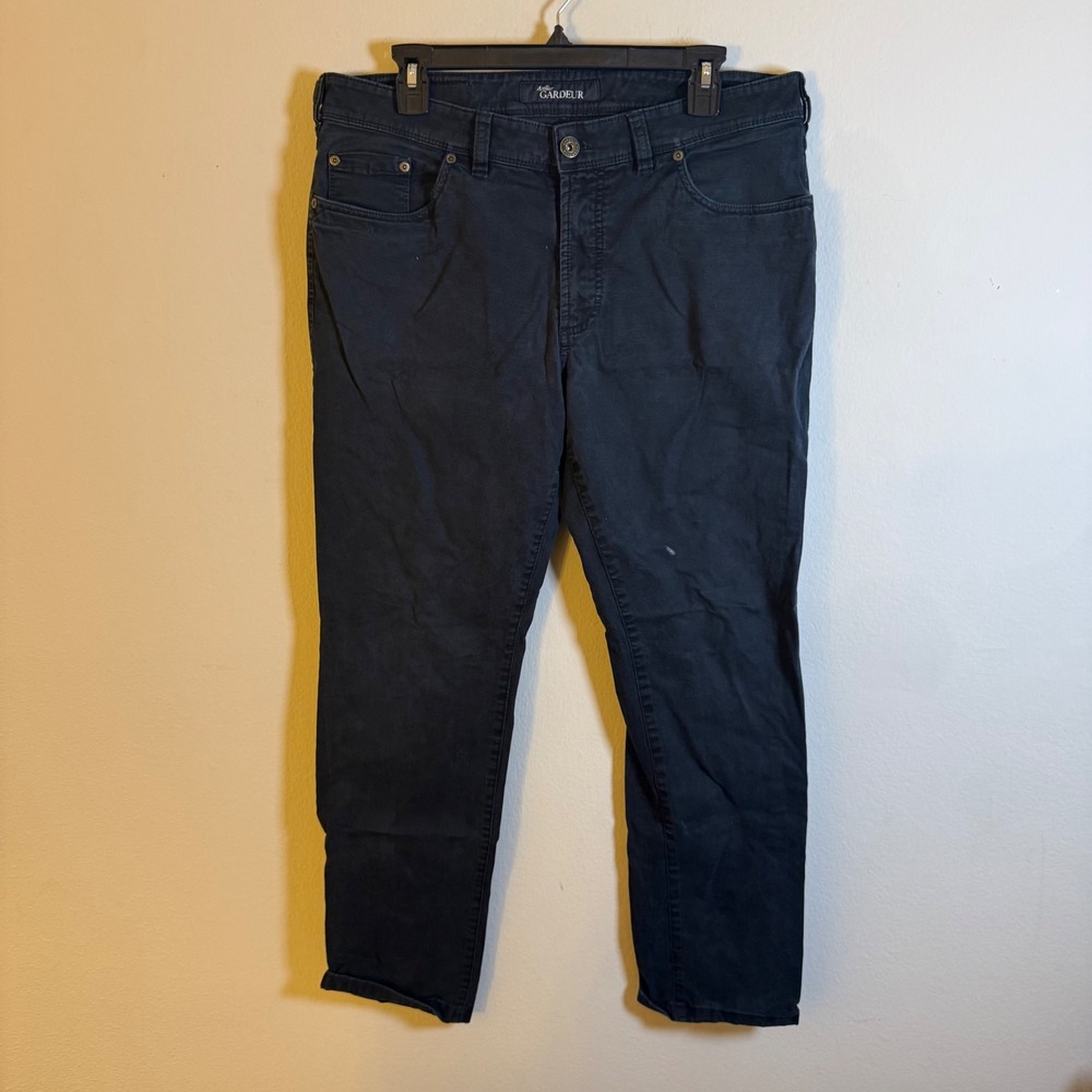 Atelier‎ Gardeur Mens Navy Blue 5-Pocket Straight Leg Pants 36x28 Stretch Cotton
